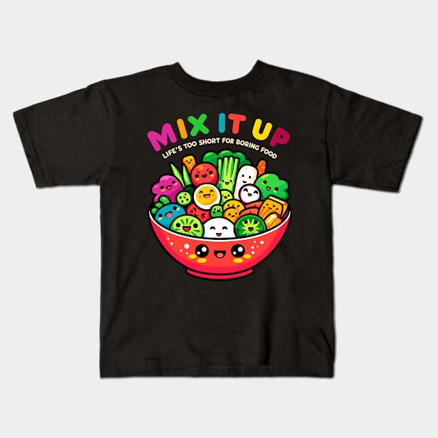 Happy Veggies Salad Bowl - Cute Kawaii Vegetarian Kids T-Shirt by Kicosh